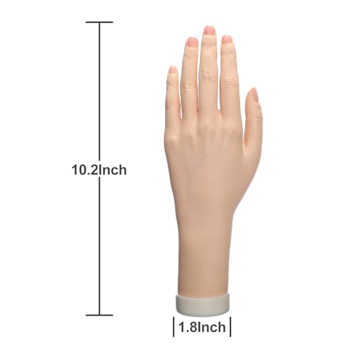 Practice Hand for Acrylic Nails Realistic Mannequin Hand for Nails Practice Soft Flexible Bendable False Fake Nail Hand Art Trainer Manicure Practice Hand Tool and Rings Display of Bracelets (Left) - size: Left