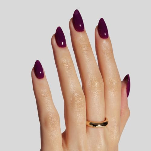LAMIMOSA 32Pcs Press on Nails Short Almond, Purple Fake Nails, GRAPE - color: GRAPE