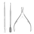 Makartt 3-Pack Silver Cuticle Nipper Set, Pusher & Nail Trimmer - size: Silver-3pcs
