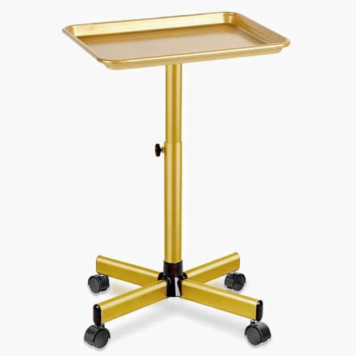 Salon Tray, Gold Salon Rolling Tray, Salon Tray Cart on Wheels - color: Gold