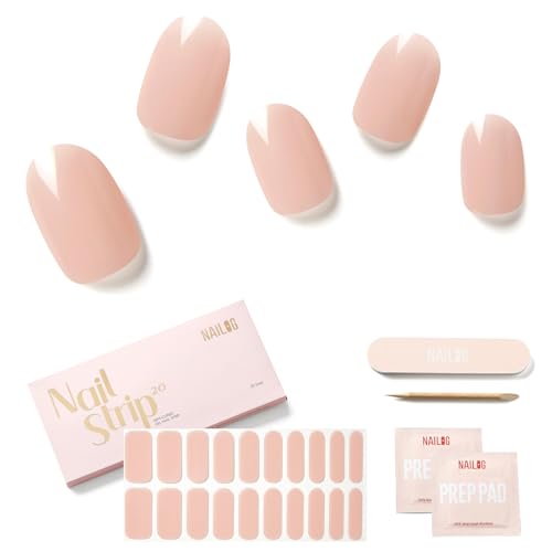 NAILOG Semi Cured Gel Nail Strips 20Pcs Nude Gel Nail Sticker - Jelly Honey - color: Jelly Honey