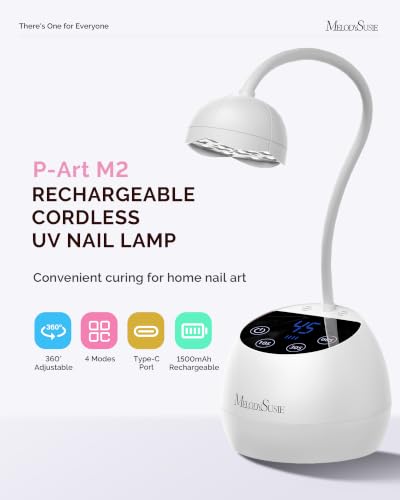 MelodySusie Gooseneck Cordless UV Nail Lamp P-ArtM2 Light for Nail Tips - color: White
