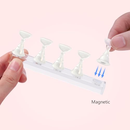 Nail Stand Magnetic Nail Holder for Painting Nails Nail Stands for Press-On - color: White with gold
