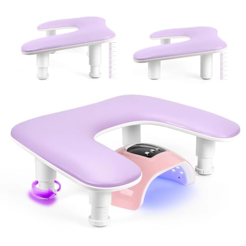Manicure Arm Rest for Nails Tech: U-shaped Adjustable Nail Armrest - Purple PU Leather Hand Stand Rest for Manicurists - color: Purple-U2