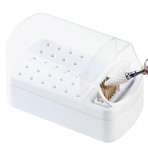 2 in 1 Nail Bit Holder & Cleaner 30 Holes Drill Bit Organizer - color: White