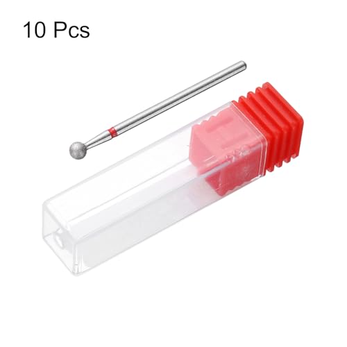 HARFINGTON 10pcs 200-230 Grits Diamond Grinding Bit 4mm Ball Head 2.35mm Shank 4mm Length Stone Sanding Drill Bits Rotary Tool for Ceramic Glass Nails Grinding Polishing - color: Red, size: 4mm