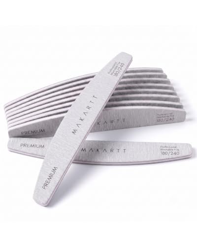 Makartt 180/240 Grit Nail Files, 10PCS Zebra Emery Boards for Natural Nails - size: 10pcs 180/240 Grit nail files