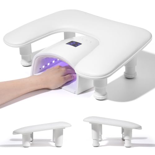 Big Arm Rest for Nails Tech, Height Adjustable, U-Shaped, White - color: 2nd Gen Height-adjustable Cream White