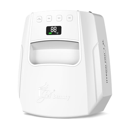 iGel Beauty Hybrid PRO 3.0 XL UV/LED Nail Lamp – Wireless Rechargeable 48W Nail Dryer, Extra Wide Full-Hand Curing, 9000mAh Battery, Smart Timer & Builder Gel Mode, Cordless Professional Lamp - color: White