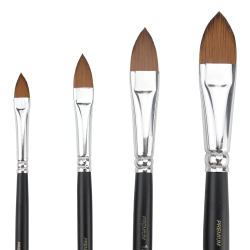 GACDR Cat Tongue Watercolor Brush Set, 4 PCS Oval Wash Brushes