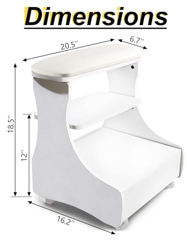 Kalolary Pedicure Foot Rest, Manicure Foot Rest with Wheels PU Leather Home Beauty Footrest Pedicure Foot Stool Stand for Home Salon Use(Whiite) - color: White