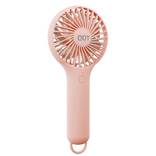 QQT Mini Handheld Fan, Small Personal Cooler with 3 Speeds, Portable Battery Operated, USB Rechargeable Makeup Eyelash Dryer, Strong Airflow for Travel, Office, Outdoor, Women, Men, and Kids (Pink) - color: Pink