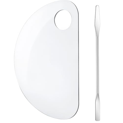 2 PCS Foundation Plate with Makeup Spatula Acrylic Makeup Mixing Palette Tray for R Beauty Salon Color Cream Liquid Foundation Mixing Palette Eye Shadow Lipsticks Nail Art(Rectangular)