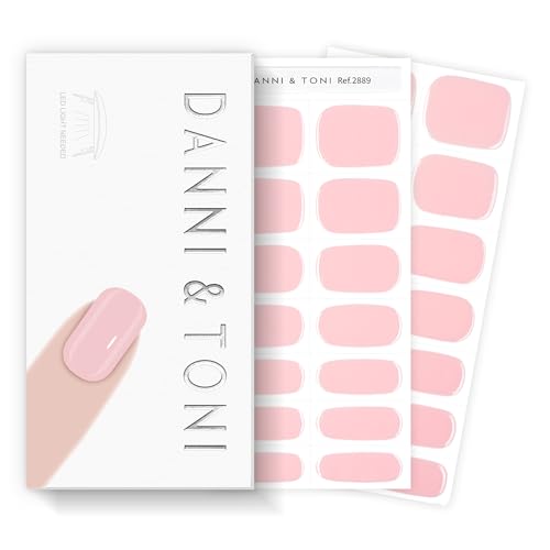 DANNI & TONI Semi Cured Gel Nail Strips Pale Pastel Pink Gel Nail Wraps 28 Stickers | Dreamy Blush - color: Dreamy Blush