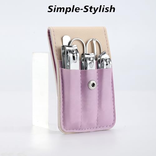 Nail Clipper Set Gifts for Women, 6 Pcs Case Fingernail Clipper Christmas Stocking Stuffers for Adults (Purple) - color: Purple