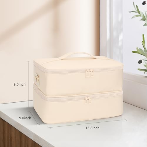 Nail Polish Organizer Bag Holds 50+ Bottles (15ml/0.5 fl.oz) &UV Nail Lamp - color: 05-Leather White, size: 50 Bottles