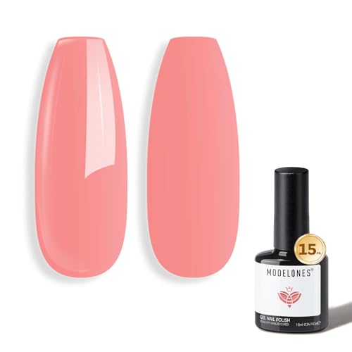 modelones Pink Gel Nail Polish Coral Pink Peach Gel Nail Polish - color: A1-Peach Pink Solid