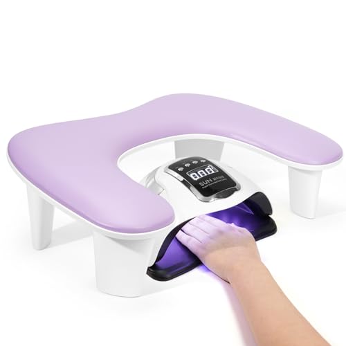 Big Arm Rest for Nails Tech, U-Shaped, for Acrylic Nails, Purple - color: 1nd Gen Purple
