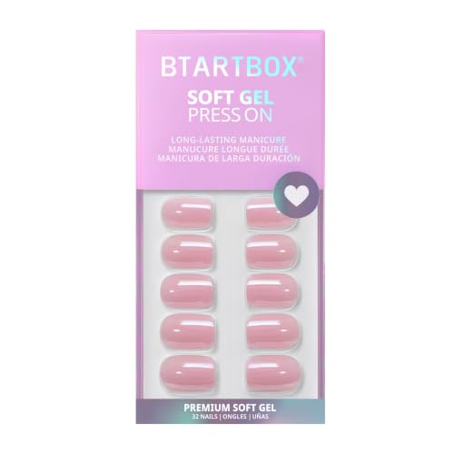 BTArtbox Press On Nails, Short Square Pink Fake Nails, 32Pcs Full Kit - color: A1-Lotus Glazed