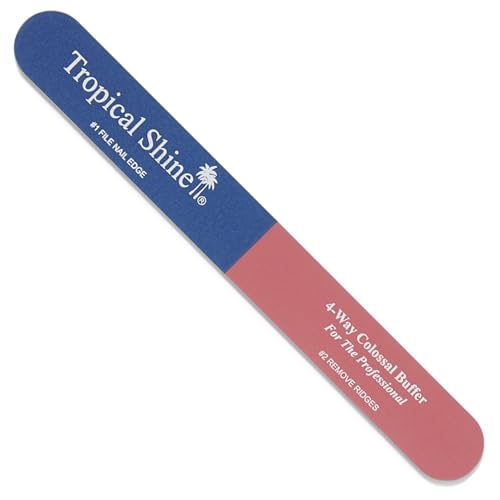 Tropical Shine Colossal 4-Way Blue-Pink Buffer - Professional Nail File & Buffer for Shaping, Smoothing, and Polishing Nails - Compact and Portable Nail Care Accessory (707330)