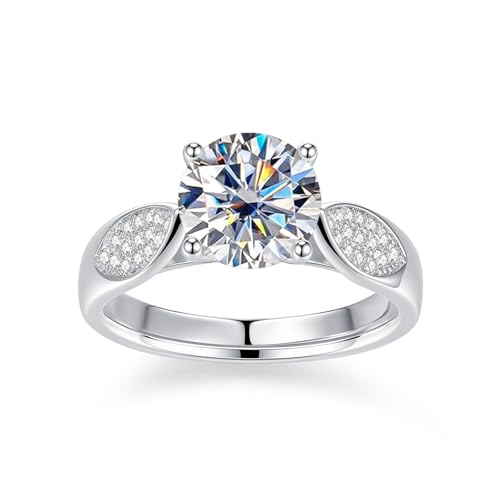 Ladies Ring-Moissanite Diamond Ring -with GRA Certificate, 925 Sterling Silver,D Color and VVS1 Clarity Grade, Plasma Cutting Craftsmanship, Suitable for Parties/Travel/Weddings/Birthd - size: 5, style: R55