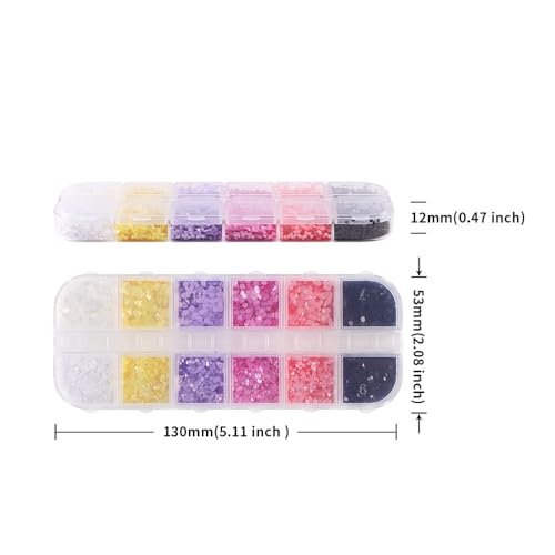 1 Box 6 Color Holographic Round Nail Glitter Laser Circle Nail Sequins 3D Pink Nail Flakes Sparkly Glitter Flakes Shiny Nail Art Glitter Valentine's Day Nail Sequins Glitter for Nails Art 12 Grids - color: YHN15