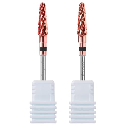 3/32" 2PCS Clean Cone Carbide Cuticle Cleaner Bit for Nail Prep & Cleaning - color: 008 Rose Gold, size: XC