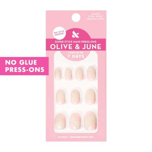 Olive & June Super Stick Press-On Nails, Organic Swirl
