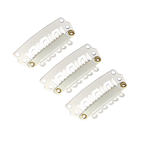 YANTAISIYU 24 pcs/lot 28mm 6-Teeth Metal Clips with Rubber U-Shape Snap Clips for Hair Extension Hairpiece (28mm Blonde) - color: Blonde, style: 28mm 24pcs U-shape