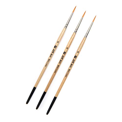 AIT Art Mini Liner Detail Paint Brushes, Size 0, Pack of 3, Handmade in USA for Trusted Performance Painting Small Details with Oil, Acrylic, and Watercolors - size: 0
