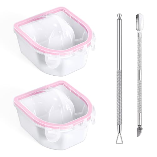 Yokilly Nail Soaking Bowl Set: 2PCS Soak Off Gel Polish Dip Powder Remover - color: Pink-4pcs set