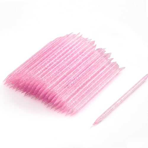 Dual-Ended Cuticle Pushers & Cleaning Tools for Manicure/Pedicure 100 PCS Pink Disposable Nail Sticks