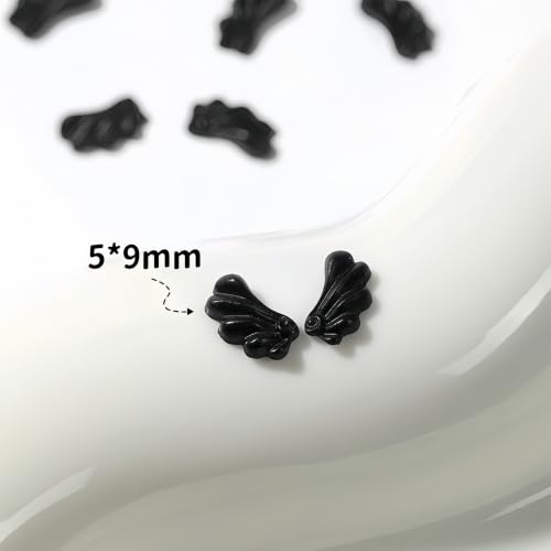 300Pcs Wings Nail Charms Angel Wings Nail Rhinestones Mini Wings Nail Gems 3D Mixed Colors Black White Angel Wings Nail Supplies Cute Wings Nail Jewels for DIY Crafts Jewelry Making - color: black