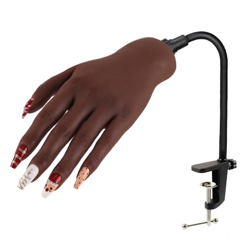 Nail Pratice Training Hand for Acrylic Nails with Stand Bracket,Soft Silicone Maniquin Hand, Flexible Bendable Nail Practice Fake Hand for Nails Art Practice Tool - color: 6#, size: Left Hand