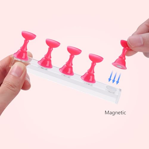 Nail Stand Magnetic Nail Holder for Painting Nails Nail Stands for Press-On - color: Rose pink