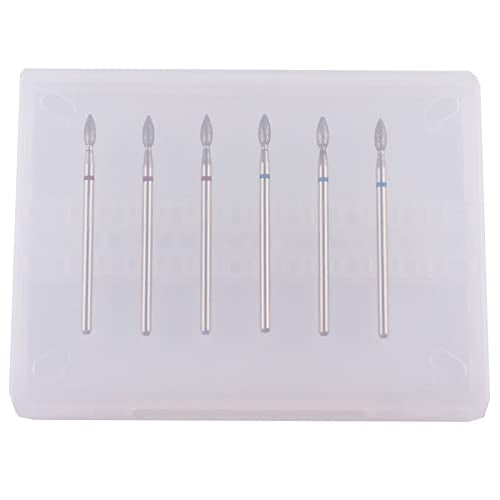 6pcs Flame Cuticle Drill Bits, 3/32 Shank Pro Diamond Nail Bit Set - size: Flame
