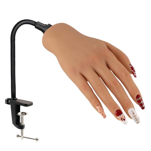 Nail Pratice Training Hand for Acrylic Nails with Stand Bracket,Soft Silicone Maniquin Hand, Flexible Bendable Nail Practice Fake Hand for Nails Art Practice Tool - color: 3#, size: Right Hand