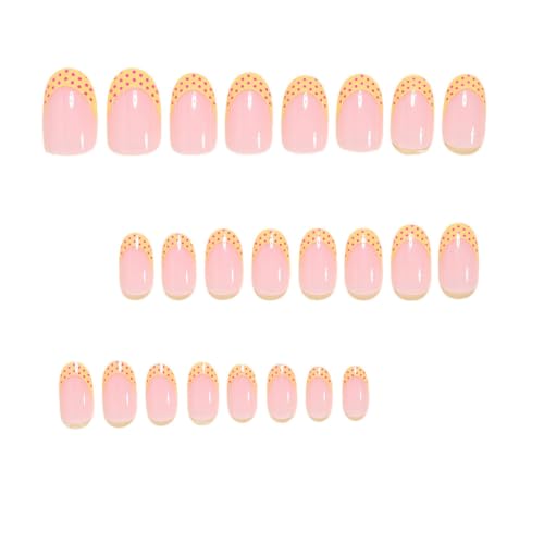 Yellow French Tip Press On Nails Short Almond Fake Nails Glossy False Nails - color: BD-Yellow-5