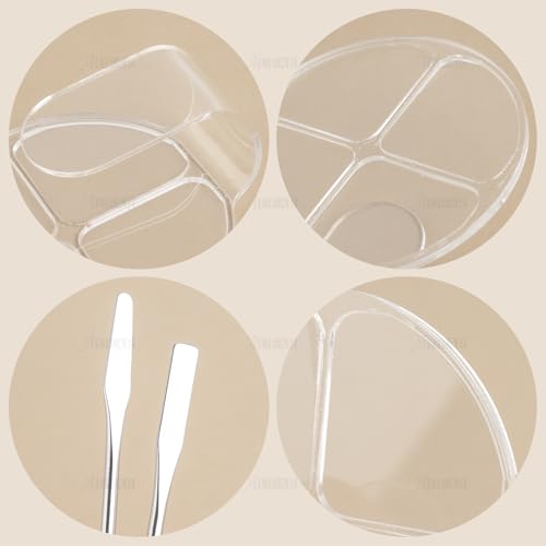 AUEAR, 2 Pack Hand Makeup Mixing Palette Handheld Clear Cosmetic Nail Art Manicure with Pieces Spatula for Foundation
