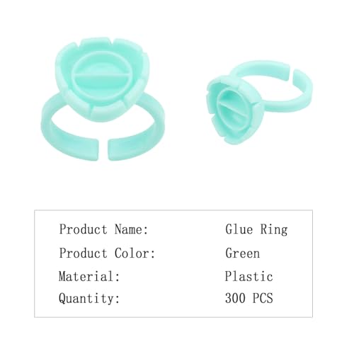Glue Rings for Eyelash Extension, 300 PCS Glue Rings Lash Extension Supplies Lash Rings for Glue, Disposable Glue Cups Eyelash Glue Holder Lash Extension Glue Rings, Lash Fan Blossom Glue Cups, Green - color: green