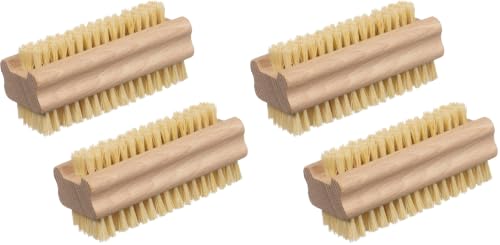 Konex Non-Slip Wooden Two-sided Hand and Nail Brush with Tampico Fiber Bristle. Fingernail brush with Beechwood body and Plant Based Fibers (Pack of 4) - size: 2 Count (Pack of 4)