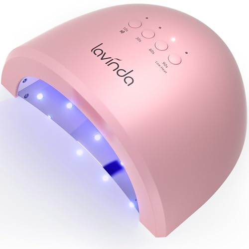 Lavinda UV LED Nail Lamp for Gel Polish, 48W UV Light for Nails Professional Nail Dryer Fast Curing Lamp with 4 Timers, Smart Sensor, Detachable Base for Hands & Feet Home Salon DIY Manicure - Pink - color: Pink Arc