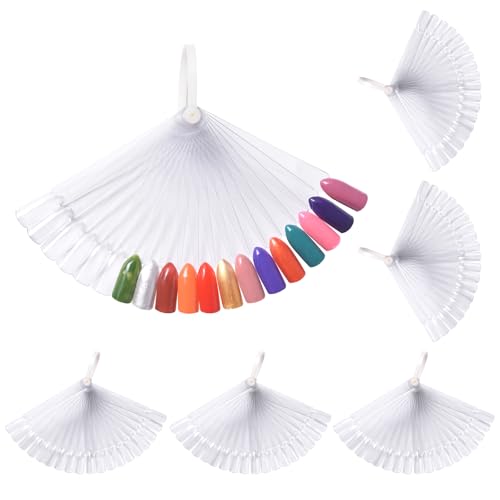 KADS 5 Pcs Clear Fan Nail Swatch Display Board 100 Transparent Sample Tips - color: Clear
