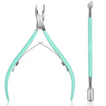 Ejiubas Cuticle Trimmer with Cuticle Pusher, Sharp Efficient Cutting, Green - color: Green