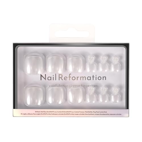 Nail Reformation Press On Toenails, White Pearl Short Square Fake Toe Nails - color: White Pearl