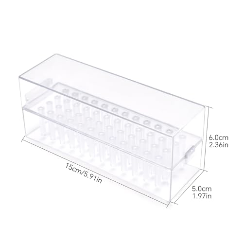 Nail Drill Bits Holder 48 Holes Drill Bits Organizer Case Clear
