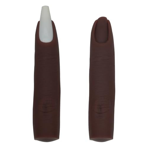 Silicone Fake Finger to Practice Fake Nails, Soft Silicone Practice Fingers for Acrylic Nails, Bendable Fake Training Finger Flexible Nail Practice Fingers for DIY Nails(Color 6) - color: 6# Silicone Finger