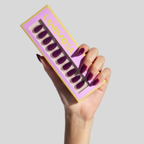 LAMIMOSA 32Pcs Press on Nails Short Almond, Purple Fake Nails, GRAPE - color: GRAPE