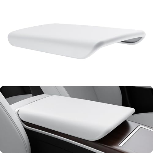 BASENOR Upgraded Center Console Armrest Cover for Tesla Model S Model X - size: Model S/X White