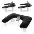 LIONVISON Arm Rest for Nails Tech: U Shaped Ergonomic Nail Hand Rest Stand PU Leather with Rotating Phone Holder for Nail Salon Manicurist (Black) - color: Black with Phone Holder